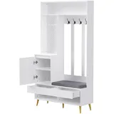 stilvora Garderoben-Set Sitzbank 100x35x180 cm Weiß