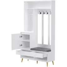 stilvora Garderoben-Set Sitzbank 100x35x180 cm Weiß