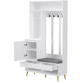 stilvora Garderoben-Set Sitzbank 100x35x180 cm Weiß
