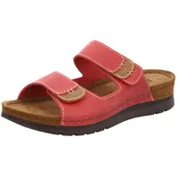 Rohde Damen Pantolette Klettverschluss Nubuk Leder Farbeinsätze Cattolica 6155, Größe:40 EU, Farbe:Rot