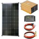 Solartronics Komplettset 1x130 Watt Solarmodul 600 Watt NP600 Wandler 10A Laderegler gelb Solar Inselanlage