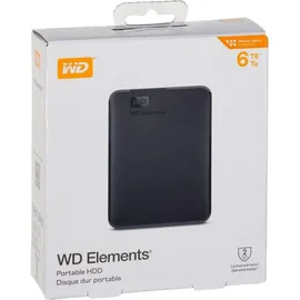 Western Digital  Elements Portable 6 TB USB 3.0 WDBHJS0060BBK-WESN 
