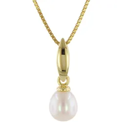 trendor 41155 Perlen-Anhänger Gold 333 / 8K mit vergoldeter Silber-Halskette, 40 cm
