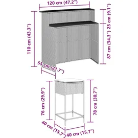 vidaXL Gartenbar Set 3-tlg. Schwarz