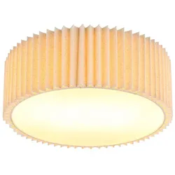 Deckenleuchte Deckenlampe Wohnzimmerlampe Metall Weiß Textil Natur D 33 cm