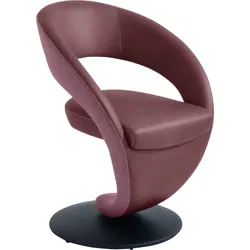 Drehstuhl K+W KOMFORT & WOHNEN "Wave", rot (carbernet 15, rose 90, schwarz), B:62cm H:86cm T:61cm, Stühle, Drehstuhl, Design-Drehstuhl, Drehteller in Metall schwarz, Farbkombination