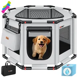 LOVPET® Welpenlaufstall für drinnen & draußen Welpenauslauf Hundekäfig Oxford-Gewebe   Tierlaufstall für Kleintiere Hunde Katzen   Hundelaufstall Freigehege Rahmen aus PVC-Rohren