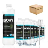 BiOHY Rohrreiniger (12 x 1 Liter) + Dosierer | EXTRA STARK | flüssiger Abflussreiniger | Profi Mittel für Verstopfungen in Küche, Dusche & Toilette | entfernt Haare & Gerüche effektiv