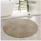 Homie Living Badematte Porto Azzurro, Höhe 30 mm, rutschhemmend beschichtet, fußbodenheizungsgeeignet, schnell trocknend, Polyester, rund, Badteppich, uni, rechteckig & rund, waschbar, Badezimmerteppich beige rund | Ø 90 cm x 30 mm