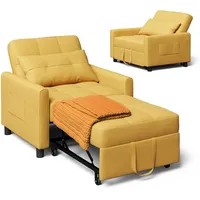 Xbro Schlafsessel mit Bettfunktion, Schlafsofa 3-in-1-Convertible-Stuhl-Bett, Verstellbares Schlafsofa mit Kissen und Tasche, Sessel mit schlaffunktio für kleine Wohnung (Gelb)