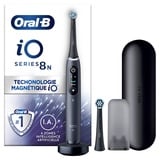 Oral B Oral-B iO 8N Elektrische Zahnbürste mit 2 Bürstenköpfen und 1 Reiseetui, entworfen von Braun, originelle Geschenke, Schwarz