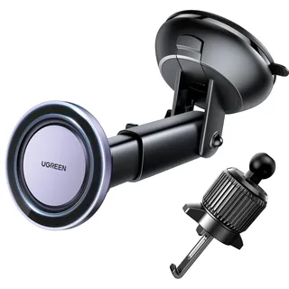 UGREEN MagSafe Autohalterung 2 in 1 Handyhalterung Auto Magnet 360° Drehbar Kfz Handyhalterung Auto Lüftung und Saugnapf kompatibel mit iPhone 17/16/ 15/14/13/12 Pro Max Mini und Allen Smartphones