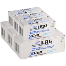 XCell 240 Batterien 120x XCell LR03 Micro AAA + 120x XCell LR6 Mignon AA