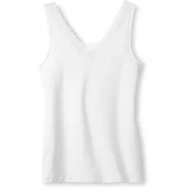 CALIDA Tanktop "Natural Comfort Lace", Damen, Gr. XS (36/38), weiß, Single Jersey, Obermaterial: 92% Baumwolle, 8% Elasthan, unifarben, normal hüftbedeckend, V-Ausschnitt, Tops Tanktop, elastisch, V-Ausschnitt, weiche Spitze, breite Träger