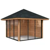 Palmako Pavillon Bianca 8,3 m2 Set 201 Slide - 28 mm Hellbraun tauchgrundiert