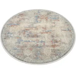 Teppich MUSTERRING "APOLLO", bunt (multi), H:8mm Ø:240cm, Viskose, Polyacryl, Teppiche, Fransenteppich, exclusive MUSTERRING DELUXE COLLECTION hochwertig gekettelt Fransen