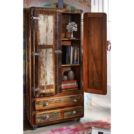 Massivmoebel24 Schrank Altholz 90x38x185 mehrfarbig lackiert FREEZY #39