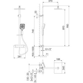 Steinberg 342 Aufputz-Duschsystem mit Thermostat, 342 2721 S,