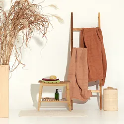 Relaxdays Badhocker mit extra Ablagefläche, Sitzhocker aus Bambus, HxBxT: 45 x 51,5 x 34 cm, Stauraum Flur & Bad, natur