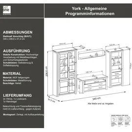 Set One by Musterring Wohnwand »York« 4 Stk. tlg., weiß