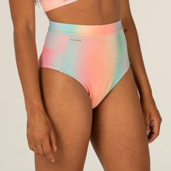 Bikini-Hose Damen hoher Taillenbund Surfen – Rosa blur pink, rosa, 36