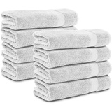 Komfortec 8er Handtücher 50x100 cm Set aus 100% Baumwolle, 470g/m2, Frottee, Weich, Weiß