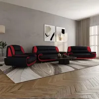 Imebel Onyx Sofa Set 3-2-1 – Couchgarnitur mit 3-Sitzer, 2-Sitzer und Sessel – Kunstleder, Chromfüße