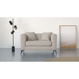 Home Affaire Loveseat HOME AFFAIRE "MATTHEW Loungesessel, Maße B/T/H: 130/86/74 cm", beige (creme), B:130cm H:74cm T:86cm, 100% Polyester, Sessel, incl. Zierkissen, feine Steppung im Rücken, belastbar bis 200kg