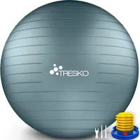 TRESKO Gymnastikball Anti-Burst, groß, Ø 75cm, mit Pumpe, cool-grey-blue
