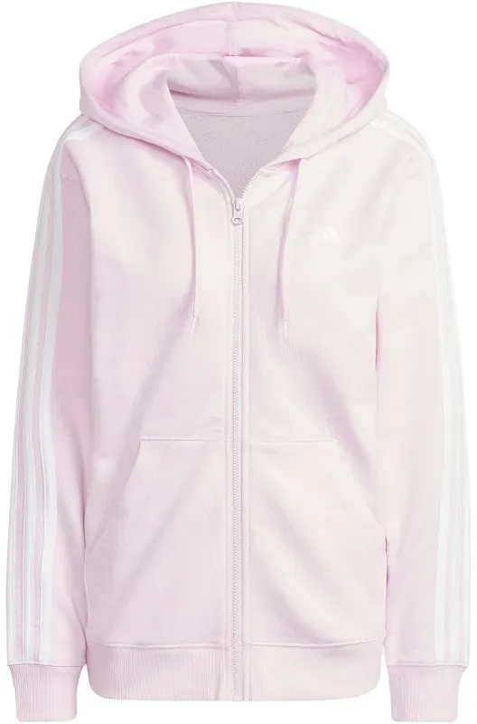 adidas Essentials 3-Streifen French Terry Kapuzenjacke Damen IL3418 - clear pink/white S