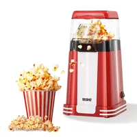 yashe Popcornmaschine Retro, 1200 W Heißluft-Popcornmaschine mit Messbecher, One-Touch, Ölfrei, Perfekt für Heimkino, Filmabende, Partys, Rot