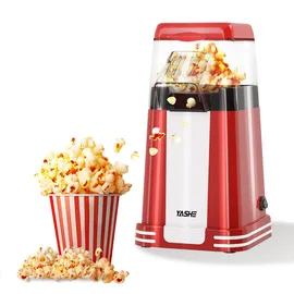 yashe Popcornmaschine Retro, 1200 W Heißluft-Popcornmaschine mit Messbecher, One-Touch, Ölfrei, Perfekt für Heimkino, Filmabende, Partys, Rot