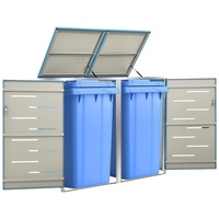 DOTMALL Mülltonnenbox Mülltonnenbox für 2 Tonnen,Deckel mit Gasdruckfeder aus Edelstahl blau