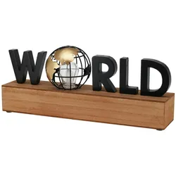 WellHome - LED-Textlampe „Welt“ – Moderne Dekoration aus MDF und Eisen 38x8x15cm