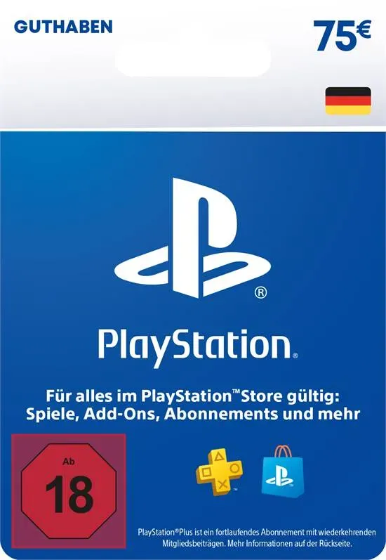 Sony PlayStation® Store Guthabenkarte DE 75 EUR [Code-DE]