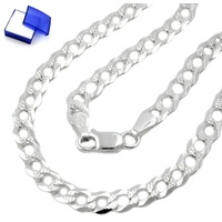 unbespielt Silberkette Halskette 4,6 mm flache Panzerkette mit Muster 925 Silber 45 cm, Silberschmuck für Damen und Herren silberfarben