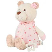 Sterntaler Spieluhr L Bär Betty, Kinder- und Babyspielzeug, kuschliger Flausch und bedrucktes Jersey, herausnehmbares Spielwerk, Sternengriff, Melodie: Brahm’s Wiegelied, 29×25×9,5 cm, cremeweiß