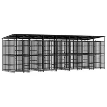 vidaXL Outdoor-Hundezwinger mit Dach 12,9 m2 Stahl Schwarz