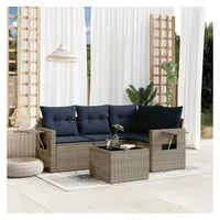 vidaXL Gartensofa-Set 5-tlg. grau Polyrattan