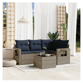 vidaXL Gartensofa-Set 5-tlg. grau Polyrattan