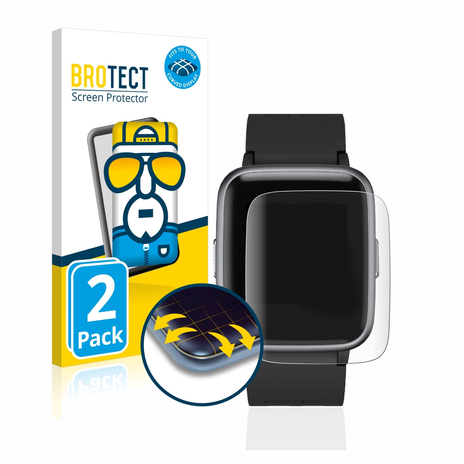 2x BROTECT Flex Full-Cover Displayschutzfolie für Letsfit Fitness Tracker 1.3"