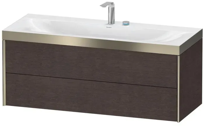 Duravit XViu Waschtisch-Unterschrank XV4617EB172P 120x48cm, 2 Schubkästen, 2 Hahnlöcher, champagner matt, Rahmen P, eiche dunkel gebürstet