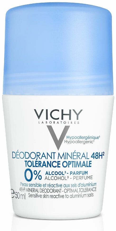 VICHY Déodorant minéral roll-on 48H Tolérance optimale 50 ml Rouleau
