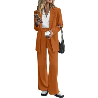 JIAALU Damen Elegant Business Anzug Set Hosenanzug Damen Elegant Business Anzug Set Hosenanzug Blazer Hose 2-teilig Anzug Karo Kariert Zweiteiler Slimfit Hosenanzug Streetwear Festlich Sportlich - S