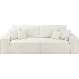 OTTO home 3-Sitzer OTTO HOME "FINNLEY, Schlafsofa 257 cm - OTTO. Verlässliche Qualität.", weiß, B:257cm H:85cm T:102cm, Bezugstoff aus 90% recyceltem Material ;Aqua Clean ;Gramatur 580g/ qm +/- 5%, Sofas, mit Bettkasten, in Bouclé, Struktur fein und Mega Cord
