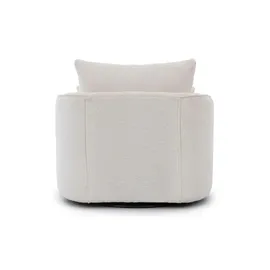 S-Style Drehsessel Ted Bouclé 107 x 94 x 0 cm Weiß drehbar mit Kissen