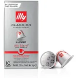 Illy Kaffee Röstung CLASSICO LUNGO in Kompatiblen Nespresso Kapseln - 10 Packungen mit je 10 Kapseln (100 Kapseln)