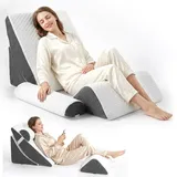 Orthopädisches Bett Keilkissen Set,4pcs Memory-Schaum Keilkissen für Bett Schlafapnoe, Sodbrennen, Beinhochlagerung, Ergonomisches Post Chirurgie Schaum Kissen zur Lesen, Schlafen, Beinkissen