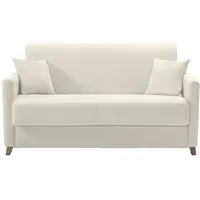 Skandinavische Schlafcouch beige mit Matratze 13 cm 2-3-Sitzer SKANDY