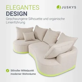 Juskys Sofa Tirano - Ecksofa L-Form, inkl. Kissen, 4-Sitzer Eckcouch, Bouclé Creme &